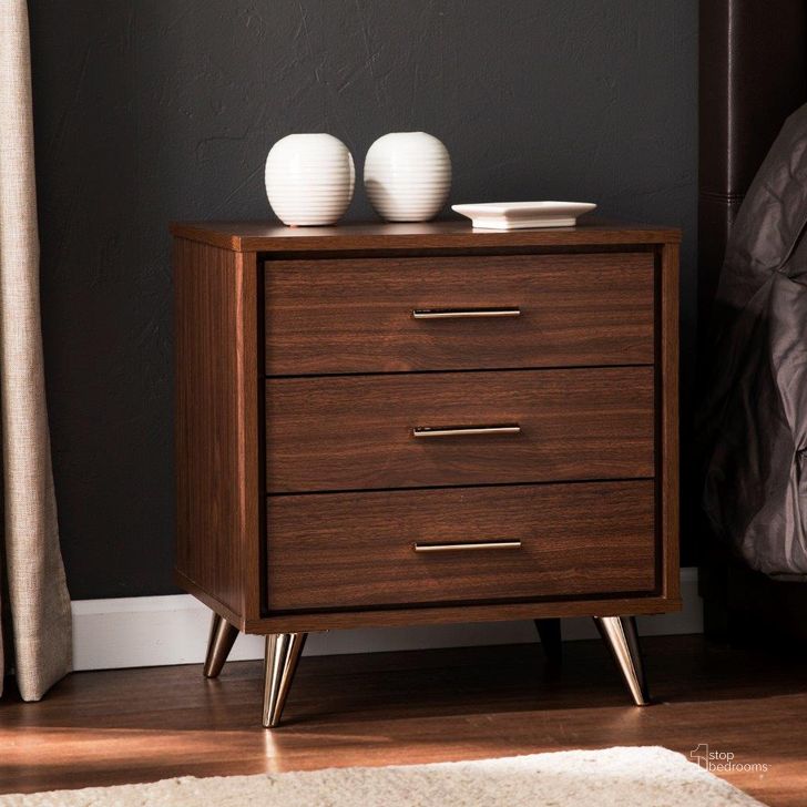 The appearance of Oren Modern Bedside Table With Drawers In Walnut designed by SEI Furniture in the modern / contemporary interior design. This walnut piece of furniture  was selected by 1StopBedrooms from Oren Collection to add a touch of cosiness and style into your home. Sku: HF6843. Material: Wood. Product Type: Nightstand. Image1