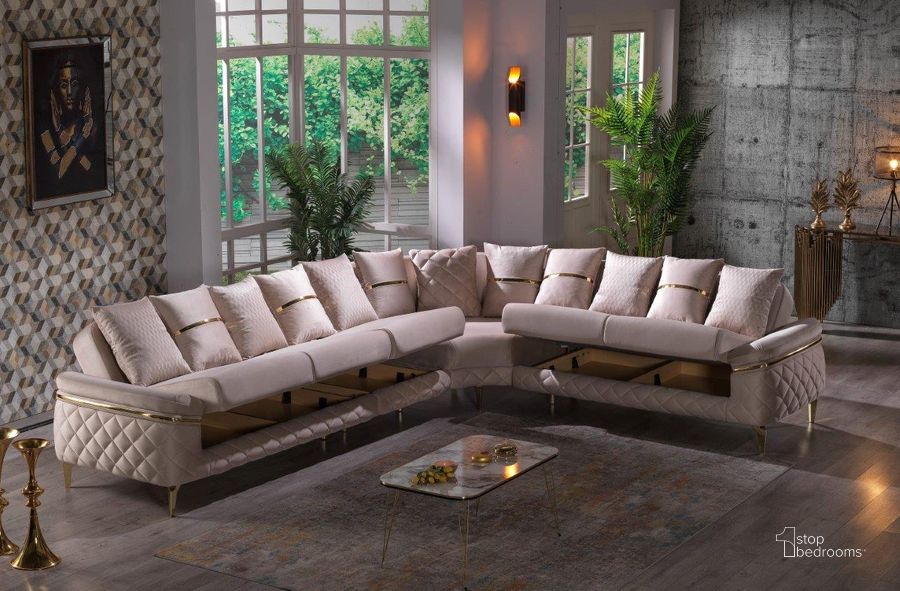 Orlando Sectional In Cream by Furnia 1StopBedrooms
