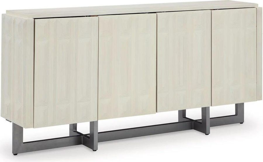 The appearance of Ornawel Accent Cabinet In Distressed White designed by Signature Design by Ashley in the modern / contemporary interior design. This distressed white piece of furniture  was selected by 1StopBedrooms from Ornawel Collection to add a touch of cosiness and style into your home. Sku: A4000569. Material: Wood. Product Type: Accent Cabinet. Image1