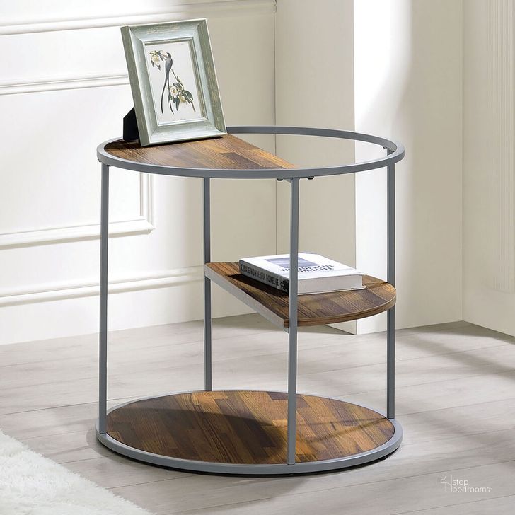 The appearance of Orrin End Table In Walnut and Grey designed by Furniture of America in the industrial interior design. This walnut and grey piece of furniture  was selected by 1StopBedrooms from Orrin Collection to add a touch of cosiness and style into your home. Sku: CM4396GY-E. Material: Steel. Product Type: End Table. Image1