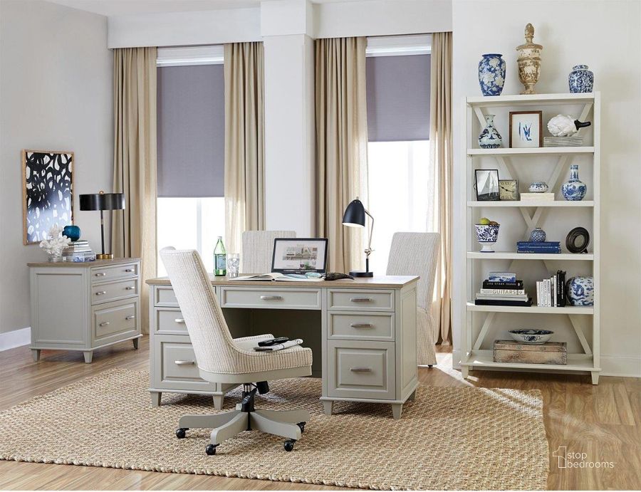 The appearance of Osborne Timeless Oak And Grey Skies Executive Home Office Set designed by Riverside Furniture in the country / farmhouse interior design. This brown and gray piece of furniture  was selected by 1StopBedrooms from Osborne Collection to add a touch of cosiness and style into your home. Sku: 12130;12138. Product Type: Home Office Set. Image1