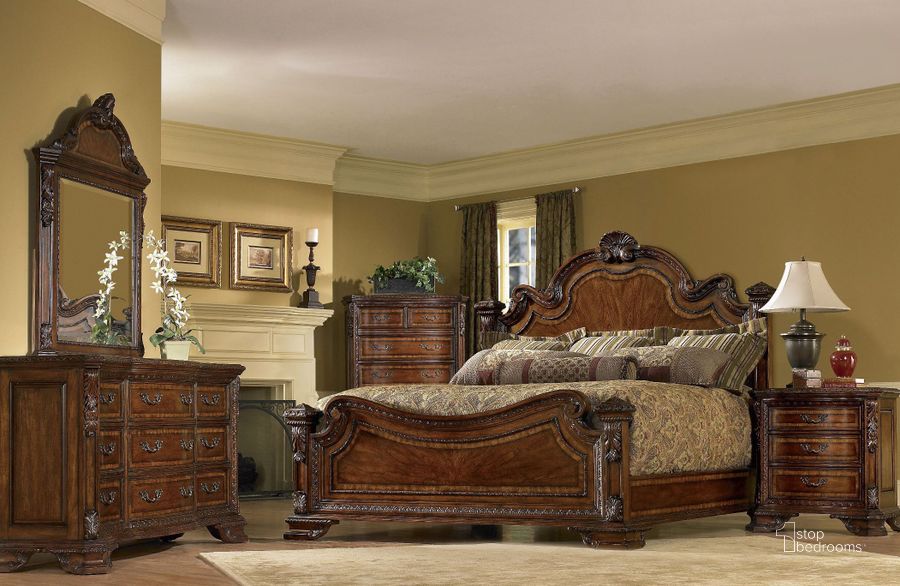 The appearance of Old World Estate Bedroom Set designed by A.R.T. in the modern / contemporary interior design. This brown piece of furniture  was selected by 1StopBedrooms from Old World Collection to add a touch of cosiness and style into your home. Sku: 143155-2606HB;143155-2606FB;143155-2606RS;143148-2606. Bed Type: Panel Bed. Material: Wood. Product Type: Panel Bed. Bed Size: Queen. Image1
