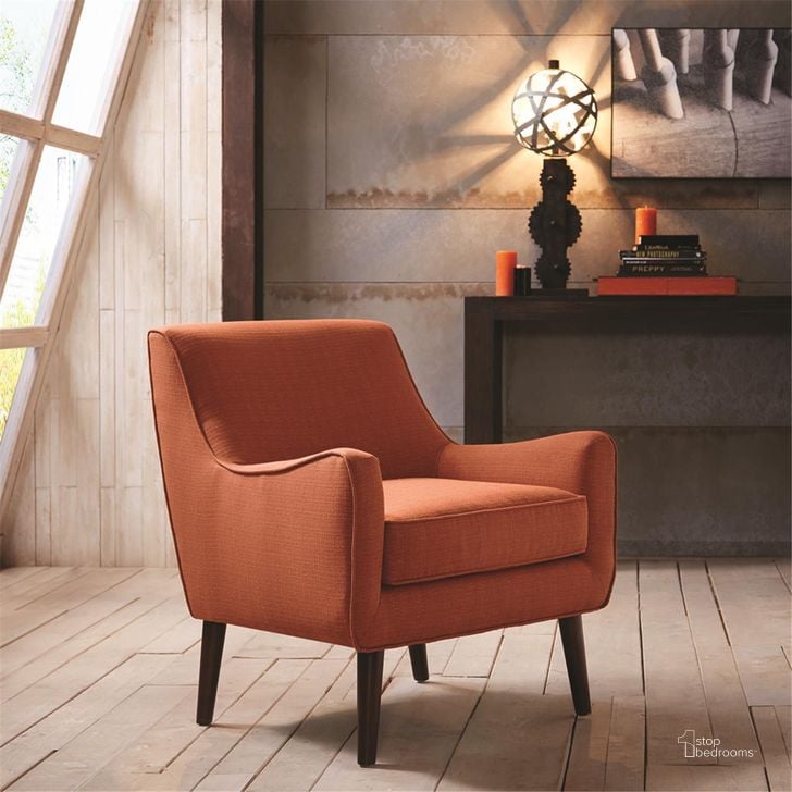 The appearance of Oxford Mid-Century Accent Chair In Burnt Orange designed by Olliix in the transitional interior design. This burnt orange piece of furniture  was selected by 1StopBedrooms from Oxford Collection to add a touch of cosiness and style into your home. Sku: FPF18-0219. Material: Wood. Product Type: Accent Chair. Image1