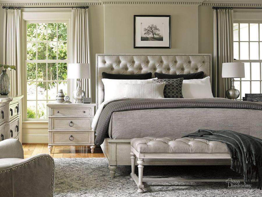 The appearance of Oyster Bay Sag Harbor Tufted Upholstered Platform Bedroom Set designed by Lexington in the transitional interior design. This white piece of furniture  was selected by 1StopBedrooms from Oyster Bay Collection to add a touch of cosiness and style into your home. Sku: 01-0714-133C;01-0714-622. Bed Type: Platform Bed. Material: Wood. Product Type: Platform Bed. Bed Size: Queen. Image1