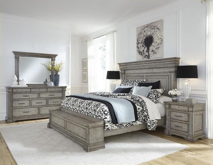 The appearance of Madison Ridge Soft Grey Storage Bedroom Set designed by Pulaski in the traditional interior design. This gray piece of furniture  was selected by 1StopBedrooms from Madison Ridge Collection to add a touch of cosiness and style into your home. Sku: P091170-74-72;P091140. Bed Type: Storage Bed. Material: Wood. Product Type: Storage Bed. Bed Size: Queen. Image1