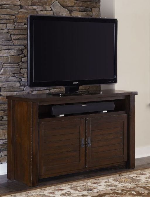 The appearance of Trestlewood Mesquite Pine 54 Console designed by Progressive Furniture in the rustic / southwestern interior design. This brown piece of furniture  was selected by 1StopBedrooms from Trestlewood Collection to add a touch of cosiness and style into your home. Sku: P611E-54. Material: Wood. Product Type: TV Console.