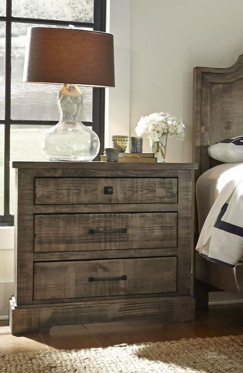 The appearance of Meadow Weathered Gray Nightstand designed by Progressive Furniture in the transitional interior design. This gray piece of furniture  was selected by 1StopBedrooms from Meadow Collection to add a touch of cosiness and style into your home. Sku: P632-43. Material: Wood. Product Type: Nightstand. Image1