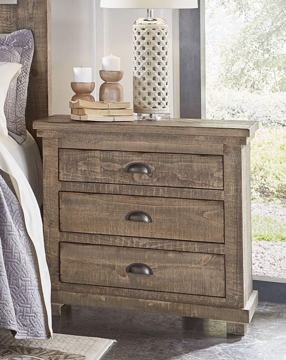 The appearance of Willow Weathered Gray Nightstand designed by Progressive Furniture in the transitional interior design. This gray piece of furniture  was selected by 1StopBedrooms from Willow Collection to add a touch of cosiness and style into your home. Sku: P635-43. Material: Wood. Product Type: Nightstand. Image1