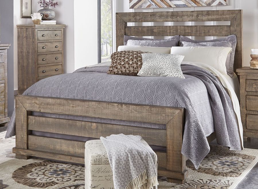 The appearance of Willow Weathered Gray King Slat Panel Bed designed by Progressive Furniture in the transitional interior design. This gray piece of furniture  was selected by 1StopBedrooms from Willow Collection to add a touch of cosiness and style into your home. Sku: P635-80;P635-81;P635-78. Material: Wood. Bed Size: King. Product Type: Slat / Spindle Bed. Bed Type: Slat / Spindle Bed. Image1