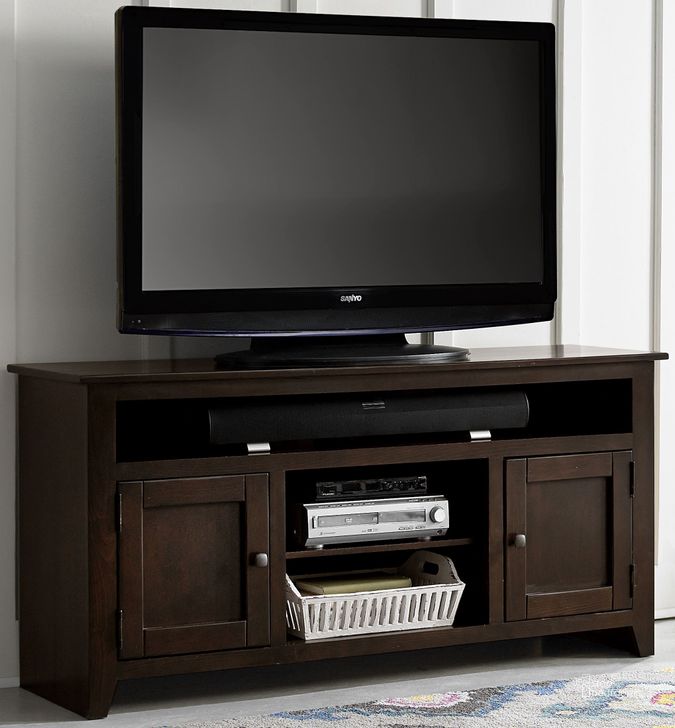 The appearance of Rio Bravo 58" Dark Pine Entertainment Console designed by Progressive Furniture in the transitional interior design. This dark pine piece of furniture  was selected by 1StopBedrooms from Rio Bravo Collection to add a touch of cosiness and style into your home. Sku: P705-58D. Material: Wood. Product Type: Entertainment Console. Image1