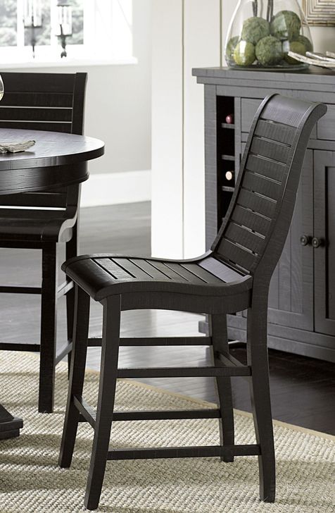 The appearance of Willow Distressed Black Counter Chair Set of 2 designed by Progressive Furniture in the transitional interior design. This black piece of furniture  was selected by 1StopBedrooms from Willow Collection to add a touch of cosiness and style into your home. Sku: P812-63. Material: Wood. Product Type: Barstool. Image1