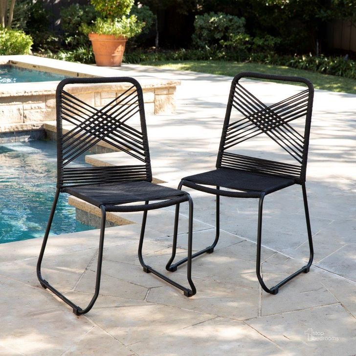 The appearance of Padko Outdoor Rope Chairs Set of 2 designed by SEI Furniture in the modern / contemporary interior design. This black piece of furniture  was selected by 1StopBedrooms from Padko Collection to add a touch of cosiness and style into your home. Sku: OD1089508. Product Type: Outdoor Chair. Material: Iron. Image1