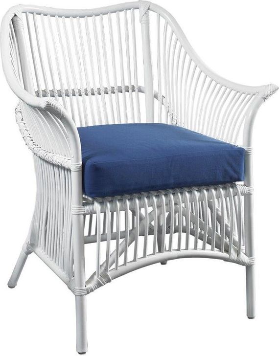 The appearance of Palm White and Navy Occasional Chair designed by Padmas Plantation in the modern / contemporary interior design. This white and navy piece of furniture  was selected by 1StopBedrooms from Palm Collection to add a touch of cosiness and style into your home. Sku: PLM01-WHT-NAV. Product Type: Living Room Chair. Material: Rattan. Image1