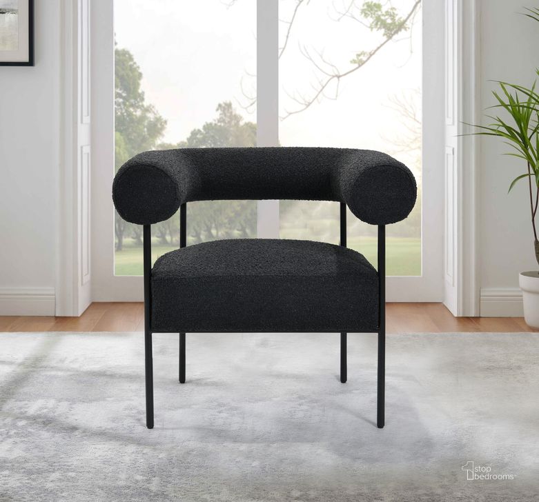 The appearance of Palma Boucle Metal Arm Chair In Black designed by Best Master Furniture in the modern / contemporary interior design. This black piece of furniture  was selected by 1StopBedrooms from Palma Collection to add a touch of cosiness and style into your home. Sku: 636BAC. Material: Metal. Product Type: Accent Chair. Image1