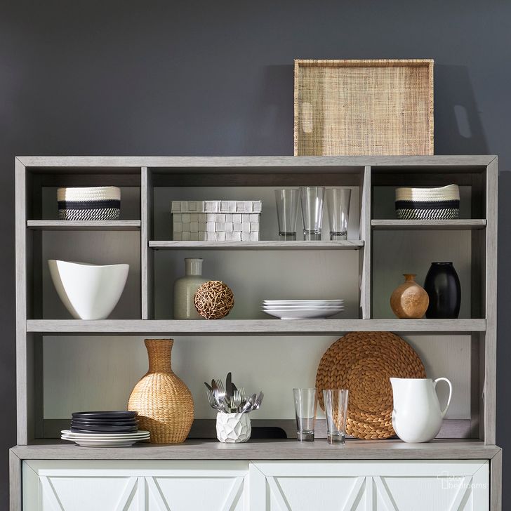The appearance of Palmetto Heights Server Hutch In Shell White and Driftwood designed by Liberty in the modern / contemporary interior design. This white piece of furniture  was selected by 1StopBedrooms from Palmetto Heights Collection to add a touch of cosiness and style into your home. Sku: 499-SH6036. Product Type: Server. Material: Rubberwood. Image1