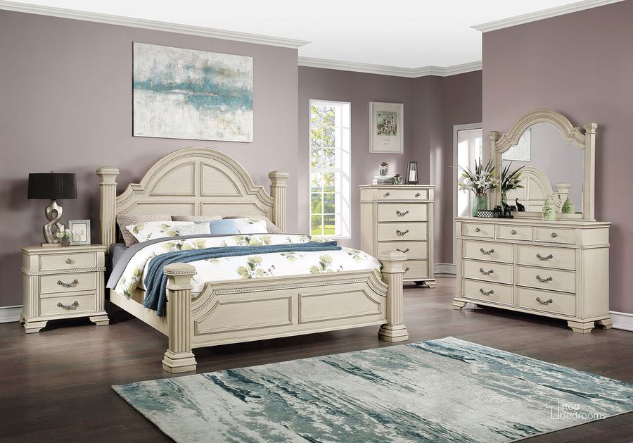 The appearance of Pamphilos California King Bed In Antique White designed by Furniture of America in the traditional interior design. This antique white piece of furniture  was selected by 1StopBedrooms from Pamphilos Collection to add a touch of cosiness and style into your home. Sku: FOA7144WH-K-HBFB;FOA7144WH-CK-R. Bed Type: Poster Bed. Material: Wood. Product Type: Poster Bed. Bed Size: California King. Image1