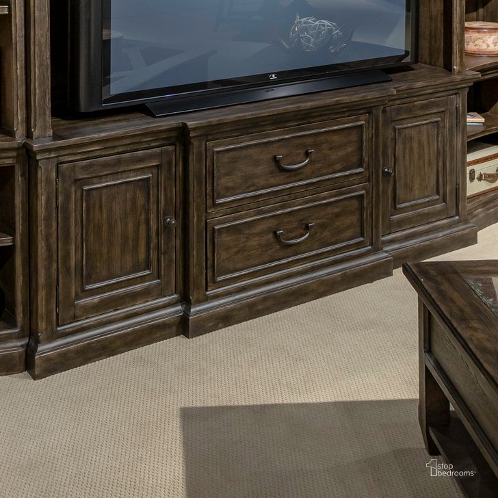 The appearance of Paradise Valley 78 Inch Entertainment Console In Saddle Brown designed by Liberty in the traditional interior design. This saddle brown piece of furniture  was selected by 1StopBedrooms from Paradise Valley Collection to add a touch of cosiness and style into your home. Sku: 297-TV78. Product Type: Entertainment Console. Material: Rubberwood.