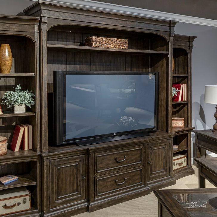 The appearance of Paradise Valley Entertainment Center In Saddle Brown designed by Liberty in the traditional interior design. This saddle brown piece of furniture  was selected by 1StopBedrooms from Paradise Valley Collection to add a touch of cosiness and style into your home. Sku: 297-EC00;297-TV78. Product Type: Entertainment Center. Material: Rubberwood.