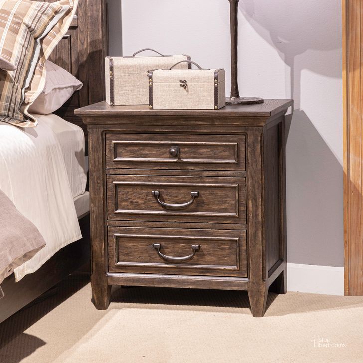 The appearance of Paradise Valley Nightstand With Charging Station In Saddle Brown designed by Liberty in the traditional interior design. This saddle brown piece of furniture  was selected by 1StopBedrooms from Paradise Valley Collection to add a touch of cosiness and style into your home. Sku: 297-BR61. Product Type: Nightstand. Material: Rubberwood.