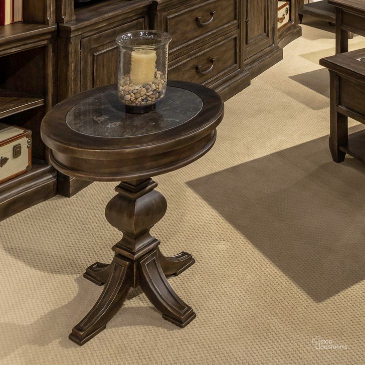 The appearance of Paradise Valley Round Chairside Table In Saddle Brown designed by Liberty in the traditional interior design. This saddle brown piece of furniture  was selected by 1StopBedrooms from Paradise Valley Collection to add a touch of cosiness and style into your home. Sku: 297-OT1021. Product Type: Chairside Table. Material: Rubberwood.