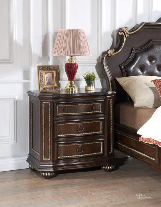 The appearance of Paris Nightstand In Cherry designed by Glory in the traditional interior design. This cherry piece of furniture  was selected by 1StopBedrooms from Paris Collection to add a touch of cosiness and style into your home. Sku: G09300-N. Material: Wood. Product Type: Nightstand. Image1