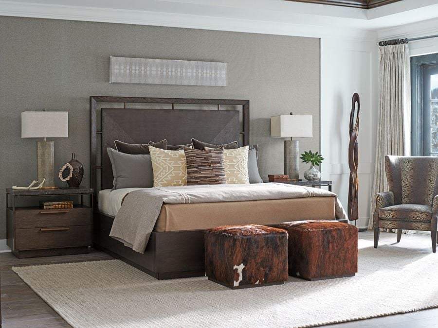 The appearance of Park City Brown Sundance Panel Bedroom Set designed by Barclay Butera in the transitional interior design. This brown piece of furniture  was selected by 1StopBedrooms from Park City Collection to add a touch of cosiness and style into your home. Sku: 01-0930-133C;01-0930-622. Product Type: Panel Bed. Bed Size: Queen. Image1