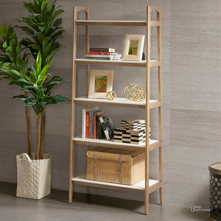 The appearance of Parker Bookcase In Off-White/Natural designed by Olliix in the transitional interior design. This off-white/natural piece of furniture  was selected by 1StopBedrooms from Parker Collection to add a touch of cosiness and style into your home. Sku: MP131-1061. Product Type: Bookcase. Material: MDF. Image1