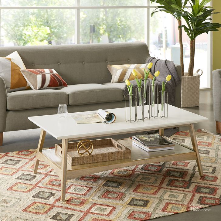 The appearance of Parker Coffee Table In Off-White/Natural designed by Olliix in the transitional interior design. This off-white/natural piece of furniture  was selected by 1StopBedrooms from Parker Collection to add a touch of cosiness and style into your home. Sku: MP120-1063. Product Type: Coffee Table. Material: MDF. Image1