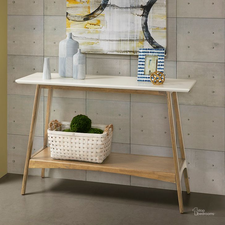 The appearance of Parker Console In Off-White/Natural designed by Olliix in the transitional interior design. This off-white/natural piece of furniture  was selected by 1StopBedrooms from Parker Collection to add a touch of cosiness and style into your home. Sku: MP120-1065. Product Type: Console. Material: MDF. Image1