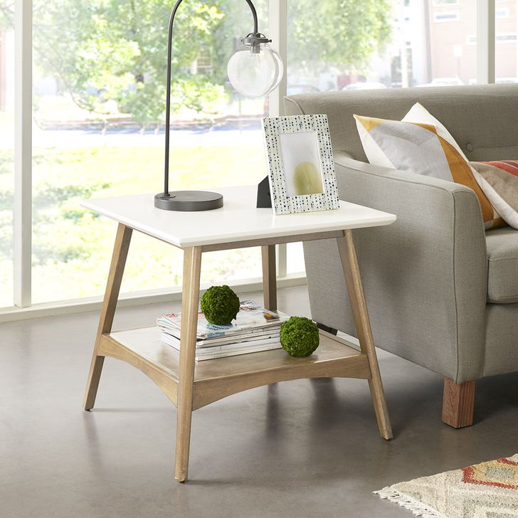 The appearance of Parker End Table In Off-White/Natural designed by Olliix in the transitional interior design. This off-white/natural piece of furniture  was selected by 1StopBedrooms from Parker Collection to add a touch of cosiness and style into your home. Sku: MP120-1064. Product Type: End Table. Material: MDF. Image1
