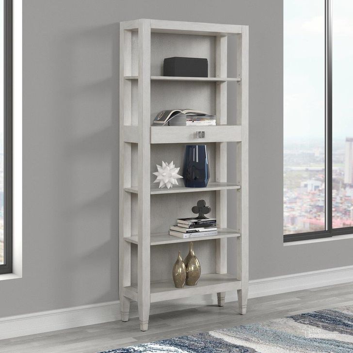 The appearance of Parker House Addison Bookcase In Chiffon White designed by Parker House in the modern / contemporary interior design. This white piece of furniture  was selected by 1StopBedrooms from Addison Collection to add a touch of cosiness and style into your home. Sku: ADD#330. Product Type: Bookcase. Material: Wood Veneer. Image1