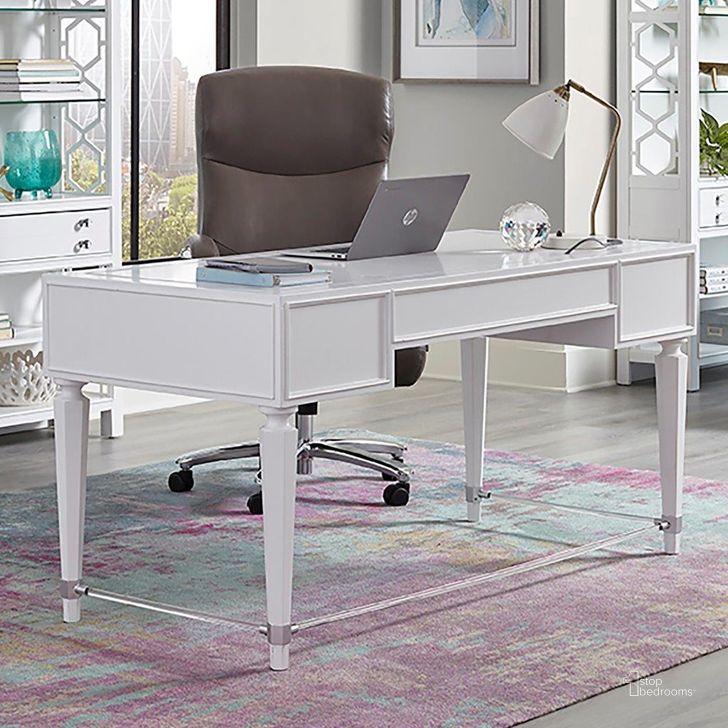 The appearance of Parker House Ardent 60 Inch Writing Desk In Paris White designed by Parker House in the modern / contemporary interior design. This white piece of furniture  was selected by 1StopBedrooms from Ardent Collection to add a touch of cosiness and style into your home. Sku: ARD#360D. Product Type: Writing Desk. Material: MDF. Image1