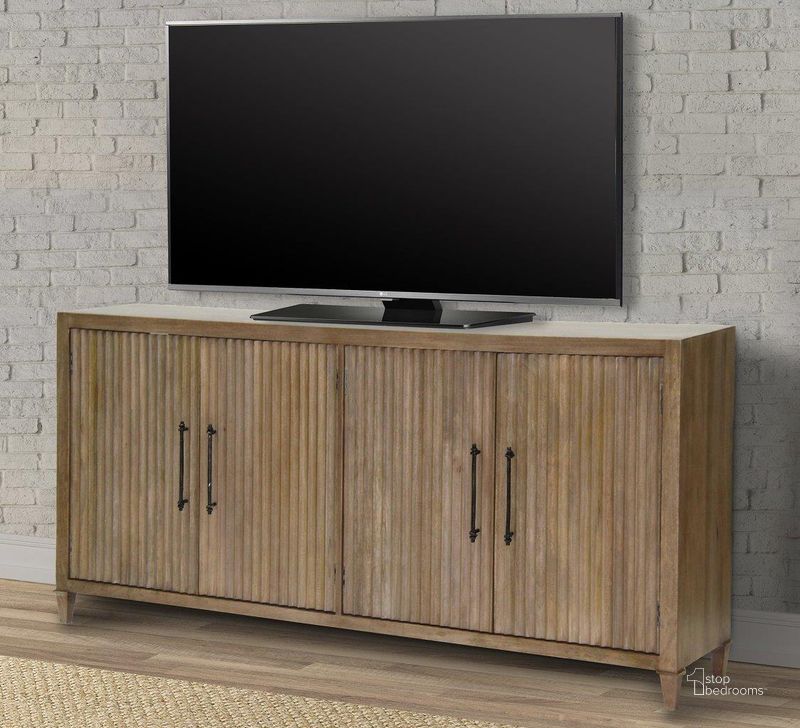 The appearance of Parker House Crossings Maldives 76 Inch Tv Console designed by Parker House in the transitional interior design. This latte piece of furniture  was selected by 1StopBedrooms from Crossings Maldives Collection to add a touch of cosiness and style into your home. Sku: MAL#76. Material: Wood. Product Type: TV Console. Image1