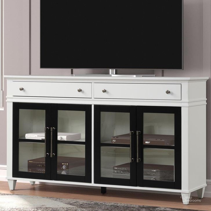 The appearance of Parker House Domino 68 Inch Console With 4 Doors And 2 Drawers designed by Parker House in the modern / contemporary interior design. This white and black piece of furniture  was selected by 1StopBedrooms from Domino Collection to add a touch of cosiness and style into your home. Sku: DOM#68. Product Type: Console. Material: Poplar. Image1