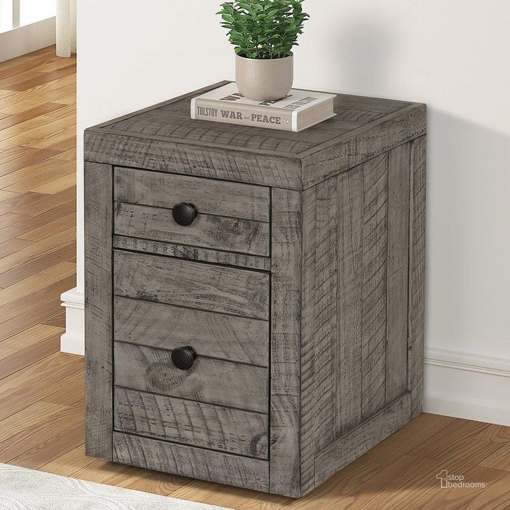 The appearance of Parker House Tempe Grey Stone Rolling File designed by Parker House in the transitional interior design. This grey stone piece of furniture  was selected by 1StopBedrooms from Tempe Collection to add a touch of cosiness and style into your home. Sku: TEM#375-GST. Product Type: End Table. Material: Pine. Image1