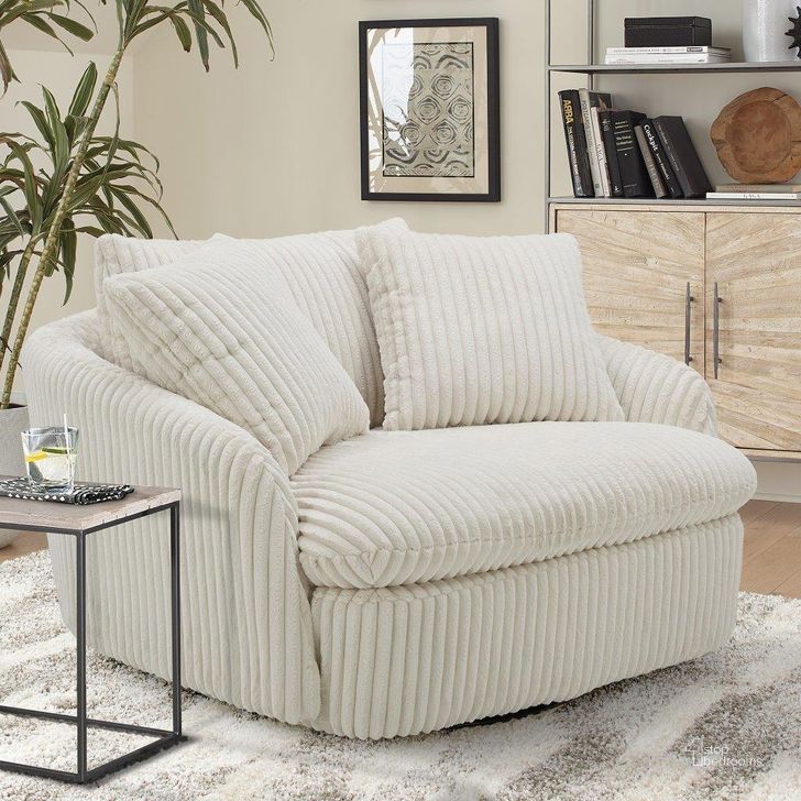 The appearance of Parker Living Boomer Mega Ivory Large Swivel Chair With 2 Toss Pillow designed by Parker House in the transitional interior design. This ivory piece of furniture  was selected by 1StopBedrooms from Boomer Collection to add a touch of cosiness and style into your home. Sku: SBMR#912S-MGIV. Material: Polyester. Product Type: Swivel Chair. Image1