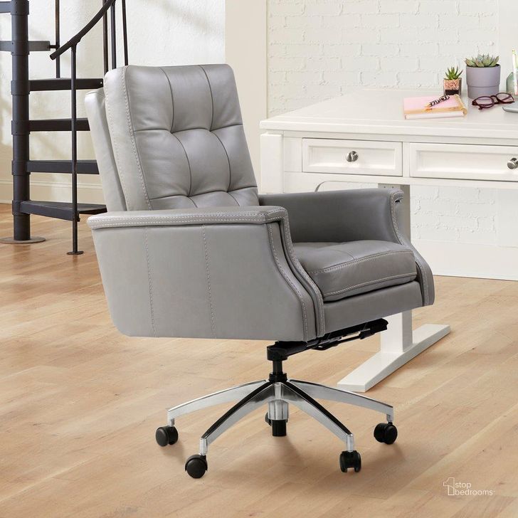 The appearance of Parker Living Verona Grey Leather Desk Chair designed by Parker House in the traditional interior design. This grey piece of furniture  was selected by 1StopBedrooms from Verona Collection to add a touch of cosiness and style into your home. Sku: DC#128-VGR. Material: Leather. Product Type: Desk Chair. Image1
