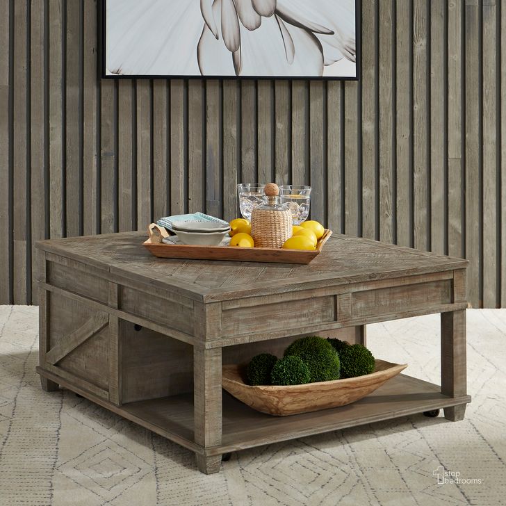 The appearance of Parkland Falls Square Lift Top Cocktail Table designed by Liberty in the transitional interior design. This weathered taupe piece of furniture  was selected by 1StopBedrooms from Parkland Falls Collection to add a touch of cosiness and style into your home. Sku: 172-OT1010. Product Type: Coffee and Cocktail Table. Material: Pine. Image1