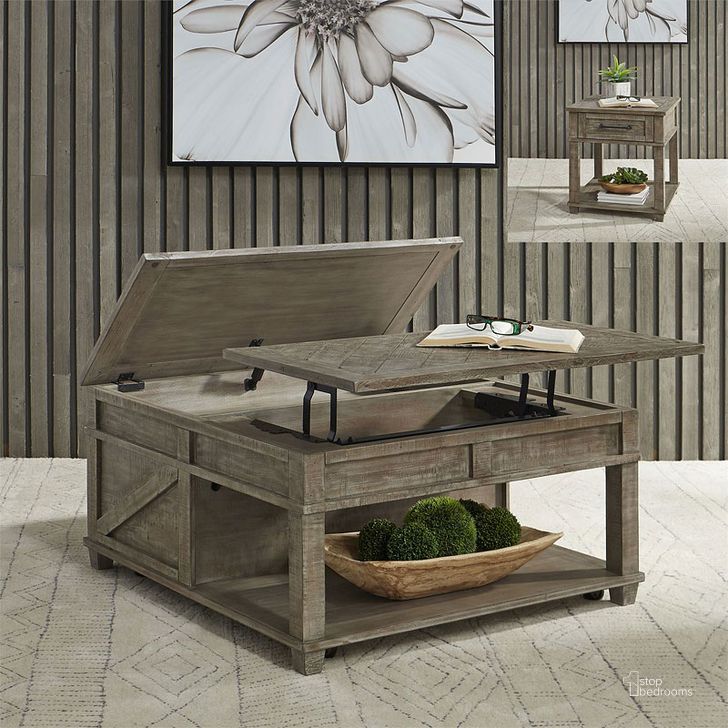 The appearance of Parkland Falls Square Lift Top Occasional Table Set designed by Liberty in the transitional interior design. This weathered taupe piece of furniture  was selected by 1StopBedrooms from Parkland Falls Collection to add a touch of cosiness and style into your home. Sku: 172-OT1010;172-OT1021. Material: Wood. Product Type: Occasional Table Set. Image1