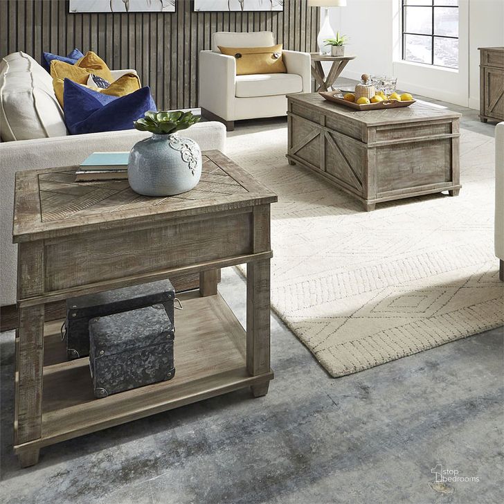 The appearance of Parkland Falls Storage Trunk Occasional Table Set designed by Liberty in the transitional interior design. This weathered taupe piece of furniture  was selected by 1StopBedrooms from Parkland Falls Collection to add a touch of cosiness and style into your home. Sku: 172-OT1013;172-OT1021. Material: Wood. Product Type: Occasional Table Set. Image1