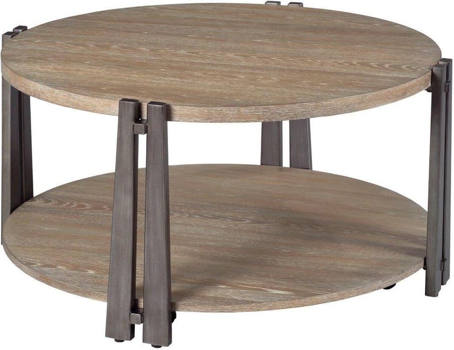 The appearance of Pasadena-Hamilton Round Cocktail Table designed by Hammary in the modern / contemporary interior design. This light stain piece of furniture  was selected by 1StopBedrooms from Hamilton Collection to add a touch of cosiness and style into your home. Sku: 029-911. Material: Wood. Product Type: Cocktail Table.