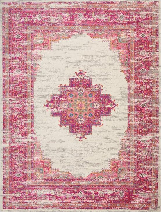 The appearance of Passion Ivory And Fuchsia 9 X 12 Area Rug designed by Nourison in the transitional interior design. This ivory and fuchsia piece of furniture  was selected by 1StopBedrooms from Passion Collection to add a touch of cosiness and style into your home. Sku: 99446259721. Material: Polypropylene. Product Type: Area Rugs. Image1