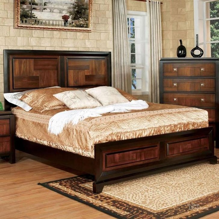 The appearance of Patra Acacia and Walnut Queen Panel Bed designed by Furniture of America in the transitional interior design. This walnut piece of furniture  was selected by 1StopBedrooms from Patra Collection to add a touch of cosiness and style into your home. Sku: CM7152Q-HB-FB;CM7152Q-R. Bed Type: Panel Bed. Product Type: Panel Bed. Bed Size: Queen. Image1