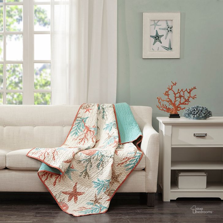 The appearance of Pebble Cotton Sateen Oversized Quilted Printed Throw In Coral designed by Olliix in the coastal interior design. This coral piece of furniture  was selected by 1StopBedrooms from Pebble Beach Collection to add a touch of cosiness and style into your home. Sku: MP50-3723. Material: Polyester. Product Type: Throw. Image1