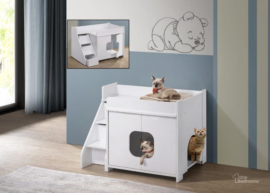 The appearance of Peeta Cat Pet House In White designed by Progressive Furniture in the transitional interior design. This white piece of furniture  was selected by 1StopBedrooms from Peeta Collection to add a touch of cosiness and style into your home. Sku: I600-40. Material: Wood. Product Type: Pet House. Image1
