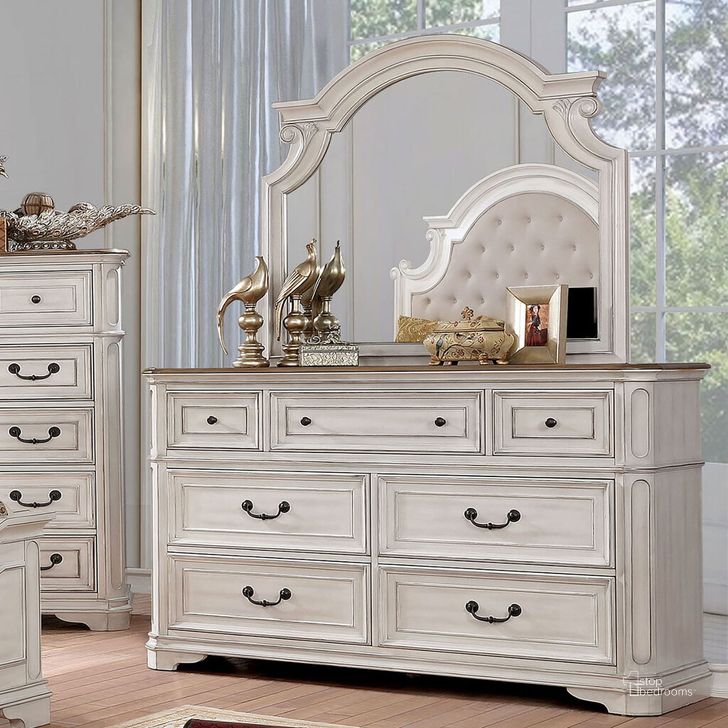 The appearance of Pembroke Dresser In White Wash designed by Furniture of America in the transitional interior design. This white wash piece of furniture  was selected by 1StopBedrooms from Pembroke Collection to add a touch of cosiness and style into your home. Sku: CM7561D. Material: Wood. Product Type: Dresser. Image1