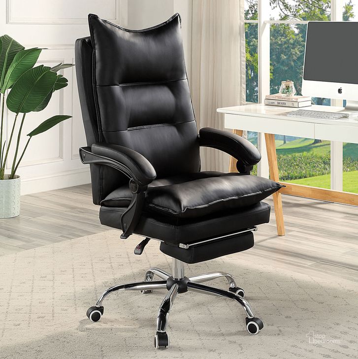 The appearance of Perce Office Chair In Black designed by Furniture of America in the modern / contemporary interior design. This black piece of furniture  was selected by 1StopBedrooms from Perce Collection to add a touch of cosiness and style into your home. Sku: CM-FC668BK. Material: Leather. Product Type: Office Chair. Image1