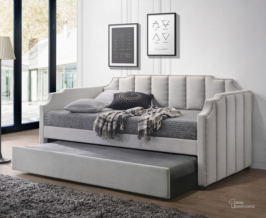 The appearance of Peridot Daybed w/ Trundle designed by ACME in the modern / contemporary interior design. This dove gray piece of furniture  was selected by 1StopBedrooms from Peridot Collection to add a touch of cosiness and style into your home. Sku: 39410HF;39411PNL. Bed Type: Daybed. Material: Wood. Product Type: DayBed. Image1