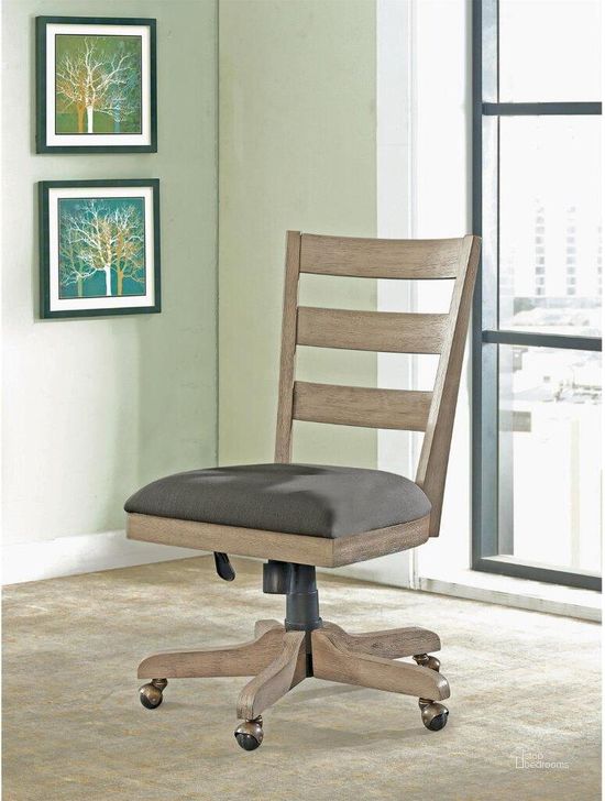 The appearance of Perspectives Sun Drenched Acacia Wood Back Upholstered Desk Chair designed by Riverside Furniture in the transitional interior design. This wood piece of furniture  was selected by 1StopBedrooms from Perspectives Collection to add a touch of cosiness and style into your home. Sku: 28127. Product Type: Office Chair. Image1