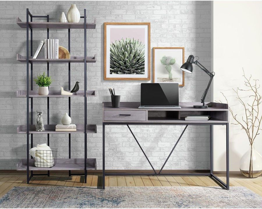 The appearance of Peyton Grey Home Office Set designed by Picket House in the industrial interior design. This gray piece of furniture  was selected by 1StopBedrooms from Peyton Collection to add a touch of cosiness and style into your home. Sku: CKPS300DK;CKPS300BS. Material: Metal. Product Type: Home Office Set. Image1
